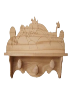 PERCHA PARED TALLA INFANTIL CON REPISA 3 POMOS