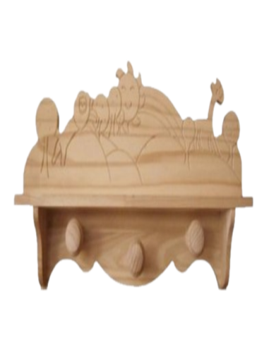 PERCHA PARED TALLA INFANTIL CON REPISA 3 POMOS